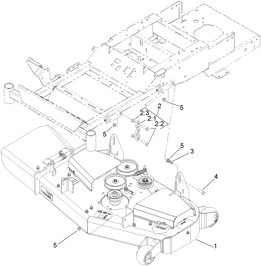 Deck Connection Assembly Diagram and Parts List for 74409TE (280000001-280999999)(2008) Toro Lawn Mower