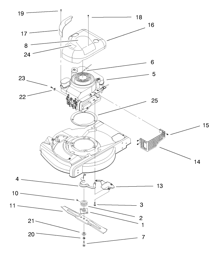 Engiine Assembly Diagram and Parts List for 20716 8900001 - 8999999 Toro Lawn Mower