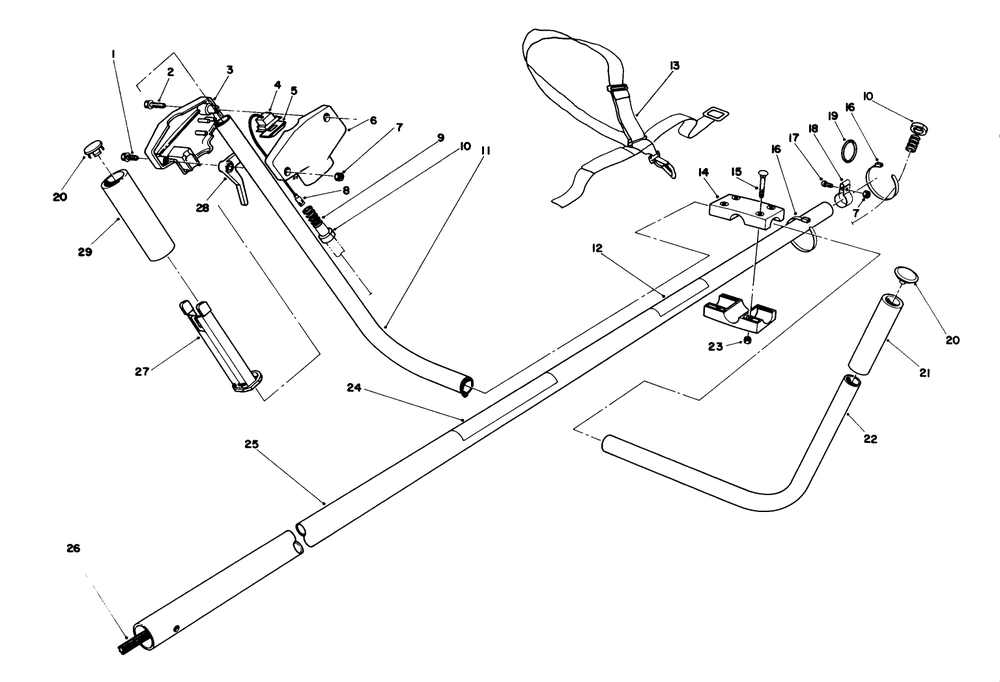 Handle Assembly Diagram and Parts List for 51645 6000001 - 6999999 Toro Trimmer