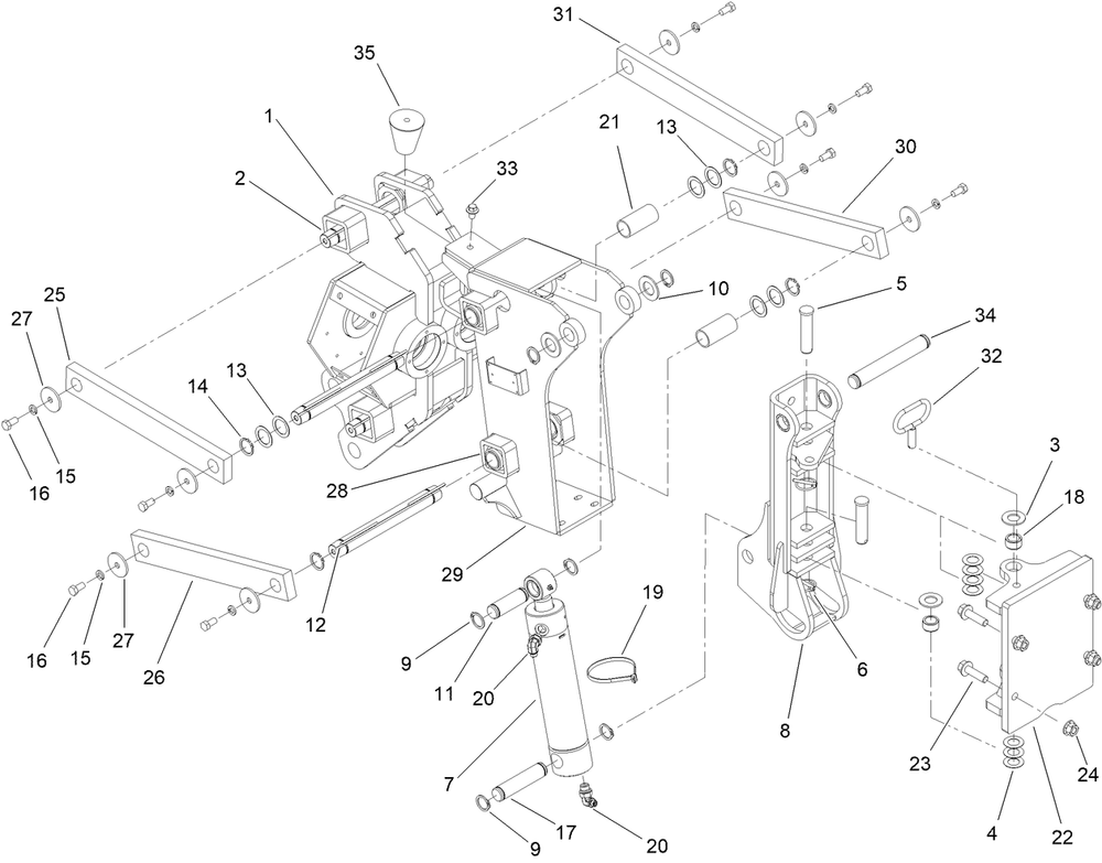 Plow Lift Assembly Diagram and Parts List for 25530T 323000000 - 999999999 Toro Lawn Tractor Accessories
