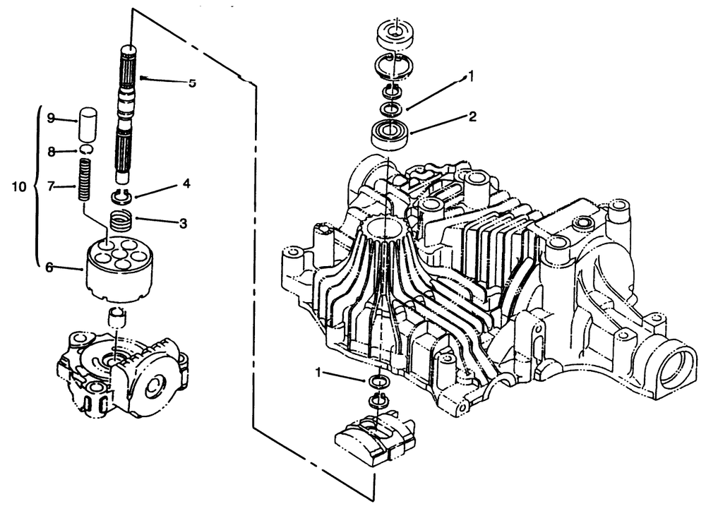 Pump Shaft Diagram and Parts List for 72064 6900001 - 6999999 Toro Lawn Tractor