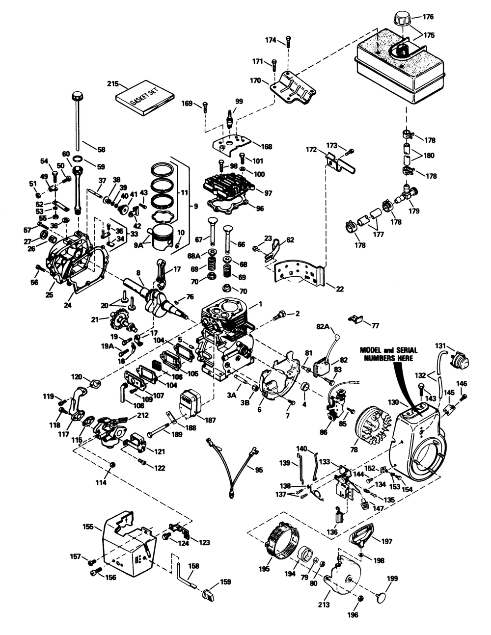 Engine Tecumseh Model No. Hm80-155386p Diagram and Parts List for 38574 1000001 - 1999999 Toro Snow Blower