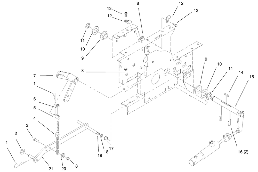 Hydraulic Lift System Diagram and Parts List for 73403 6900001 - 6999999 Toro Lawn Tractor