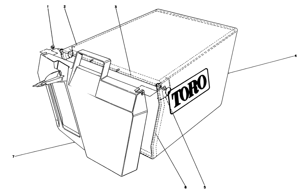 Grass Bag Assembly Diagram and Parts List for 20215 1000001 - 1999999 Toro Lawn Mower