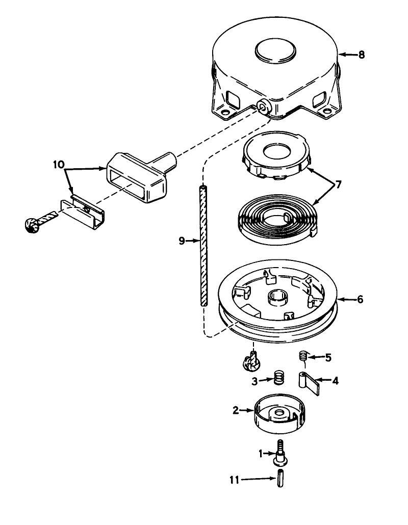 Rewind Starter No. 590420 Diagram and Parts List for 23201 3000001 - 3999999 Toro Lawn Mower