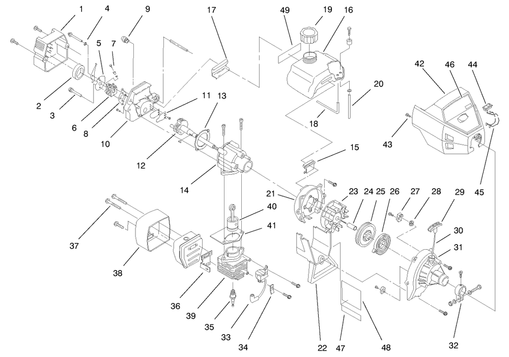 Engine Assembly Diagram and Parts List for 51904 790000001 - 799999999 Toro Trimmer
