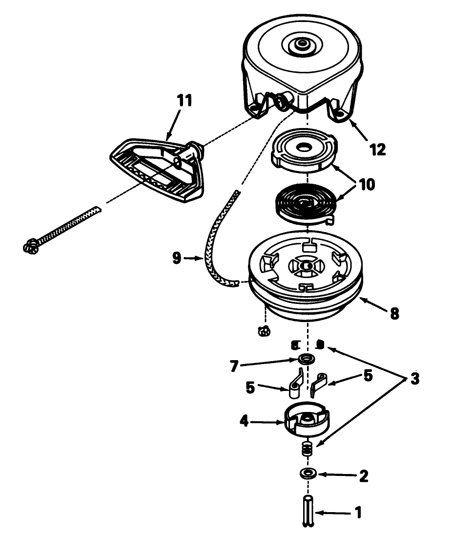 Rewind Starter No. 590630 Diagram and Parts List for 38080 2000001 - 2999999 Toro Snow Blower