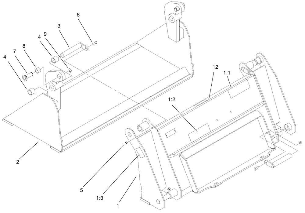 Buckey Assembly Diagram and Parts List for 22411 890001 - 899999 Toro Lawn Tractor Accessories