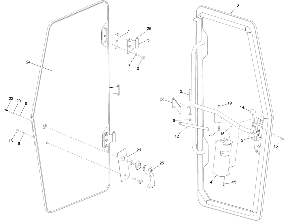 Left Hand Door Assembly No. 136-7746 Diagram and Parts List for 25208 400000000 - 999999999 Toro Lawn Tractor Accessories
