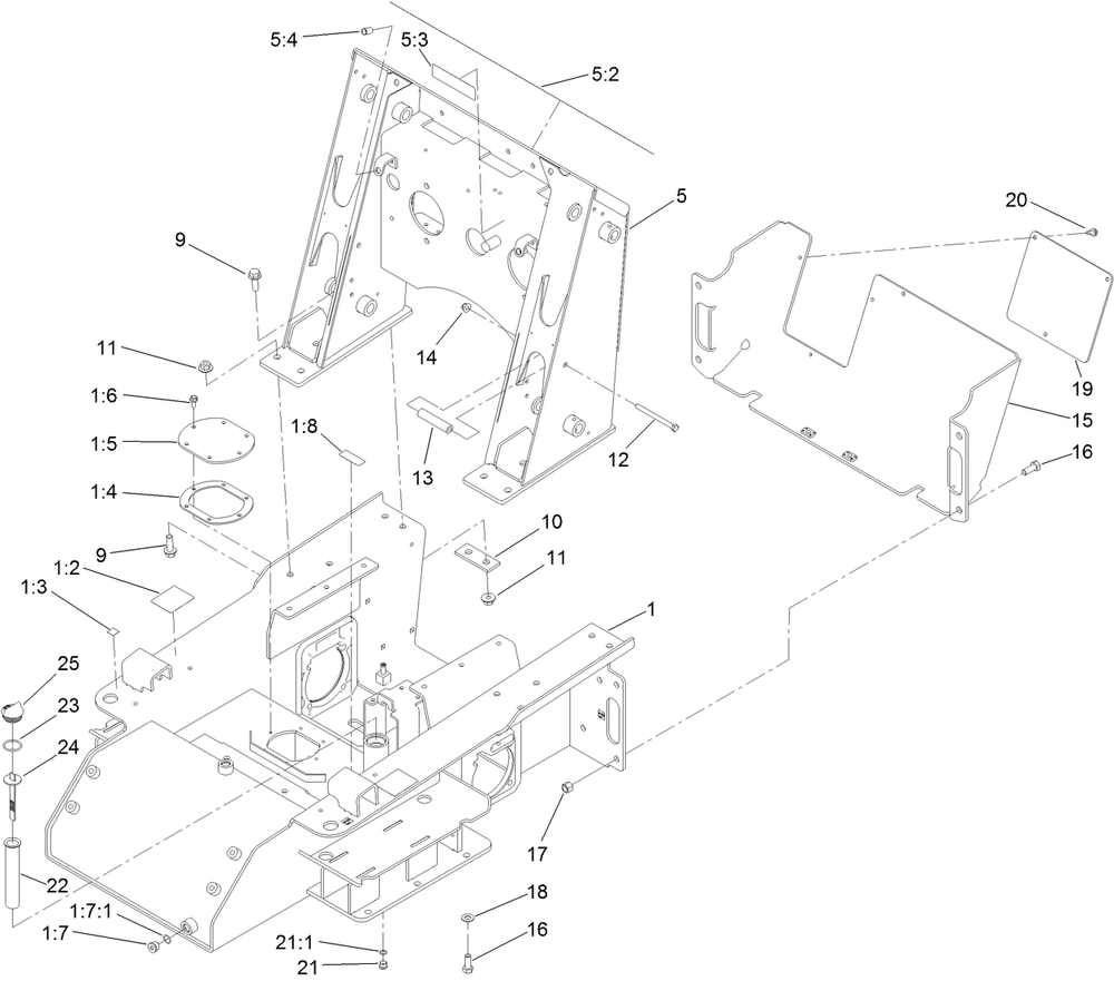 Main Frame Assembly Diagram and Parts List for 22324 407960000 - 409359999 Toro Lawn Tractor Accessories
