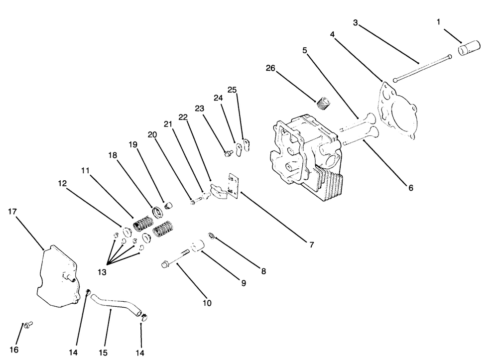 Cylinder Head, Valve & Breather Diagram and Parts List for 30176 690001 - 691912 Toro Lawn Tractor Accessories