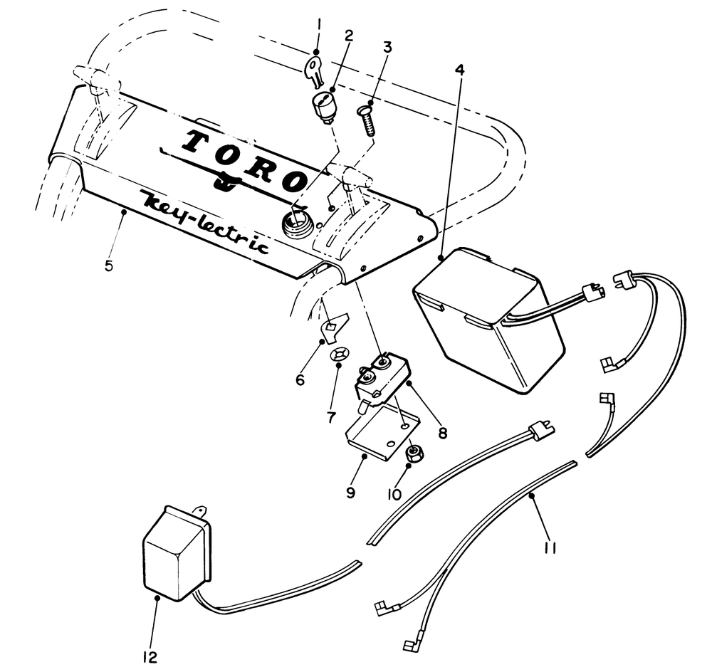 Delco "energet" Battery (Used On 21" Whirlwind S.P. Key-Lectric Start) Diagram and Parts List for 21666 0033909 - 0035717 Toro Lawn Mower