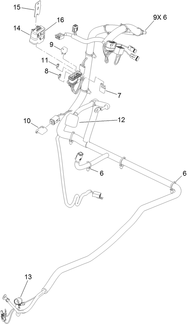 Wire Harness Assembly Diagram and Parts List for 39517 400000000-999999999 Toro Aerator