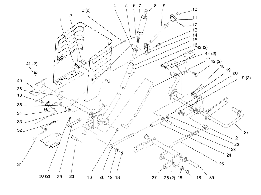Lift Lever And Height Of Cut Diagram and Parts List for 72084 6900001 - 6999999 Toro Lawn Tractor