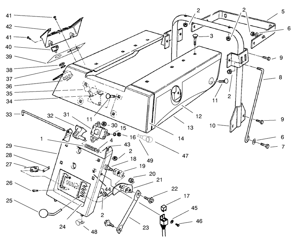 Rear Body Assembly Diagram and Parts List for 70060 89000001 - 89999999 Toro Lawn Tractor
