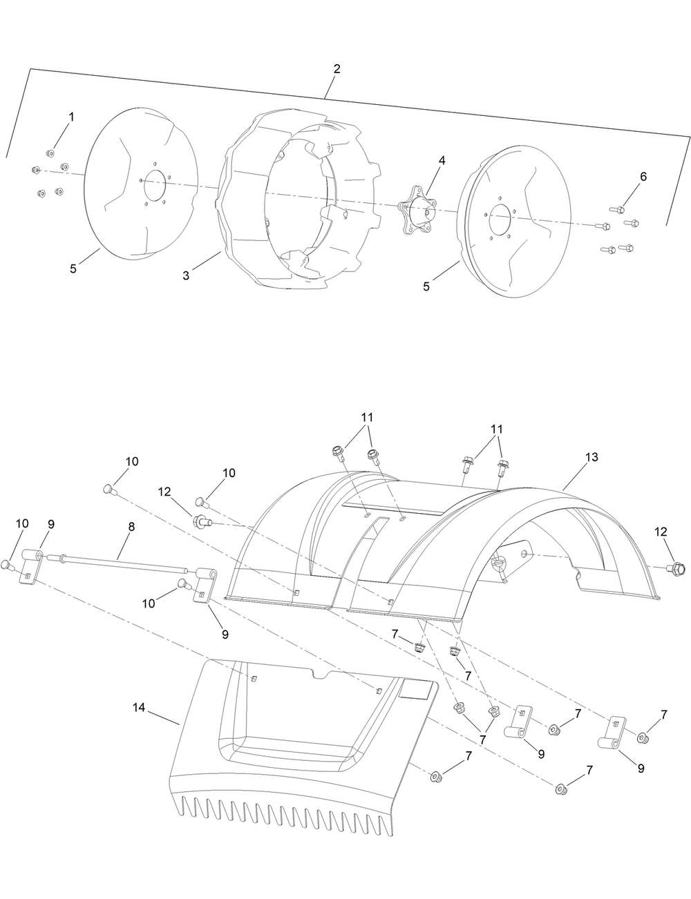 Wheels And Shield Assembly Diagram and Parts List for 58603 322000001 - 322999999 Toro Tiller