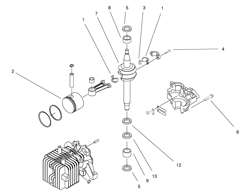 Crankshaft Assembly Diagram and Parts List for 20711 9900001 - 99999999 Toro Lawn Mower