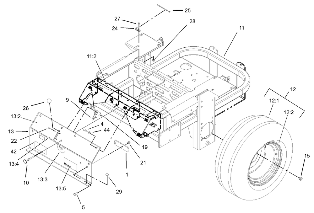 Main Frame Assembly Diagram and Parts List for 74214 (230006001-230999999)(2003) Toro Lawn Mower