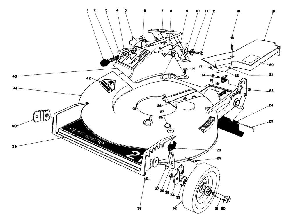 Housing Assembly Diagram and Parts List for 20785 1000001 - 1999999 Toro Lawn Mower