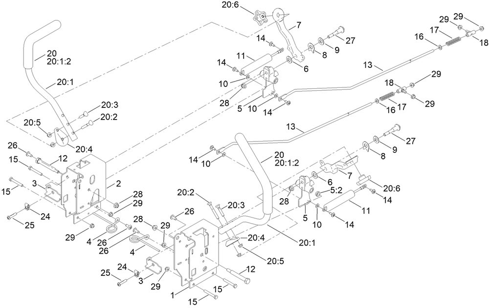 Motion Control Assembly Diagram and Parts List for 76660 400000000 - 999999999 Toro Lawn Tractor