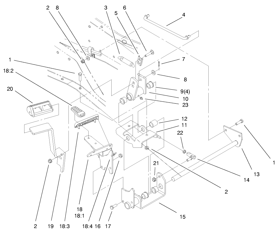 Hydro Controls Assembly Diagram and Parts List for 73552 9900001 - 9999999 Toro Lawn Tractor