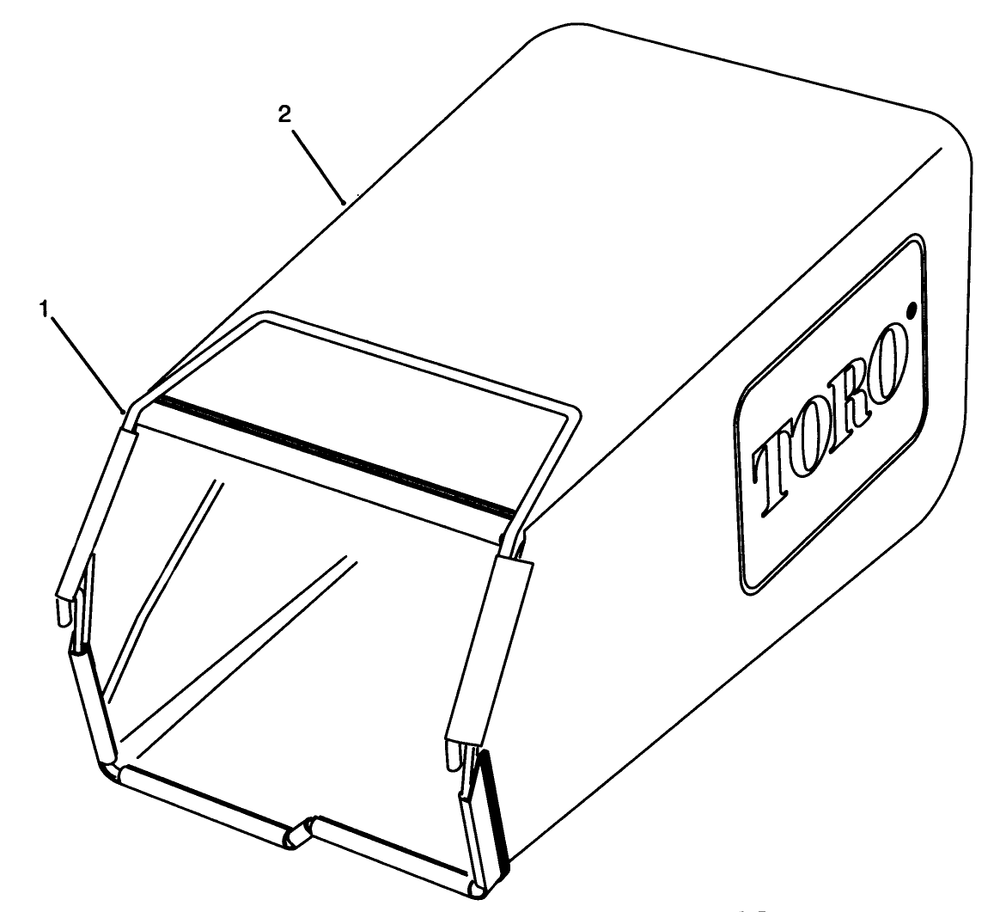 Grass Bag Assembly Diagram and Parts List for 26625B 3900001 - 3999999 Toro Lawn Mower