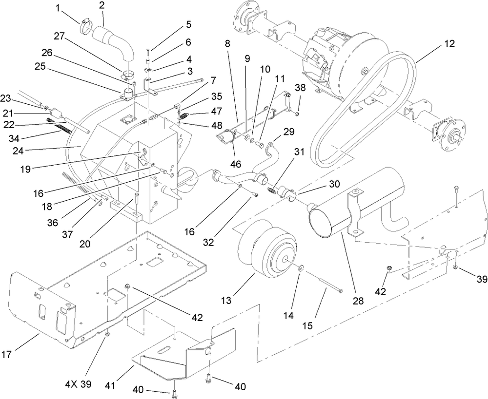 Engine And Clutch Assembly Diagram and Parts List for 12004TC 260000001 - 260999999 Toro Lawn Tractor