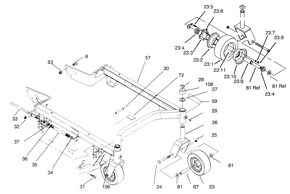 Carrier Frame Diagram and Parts List for 30146 690001 - 699999 Toro Lawn Mower