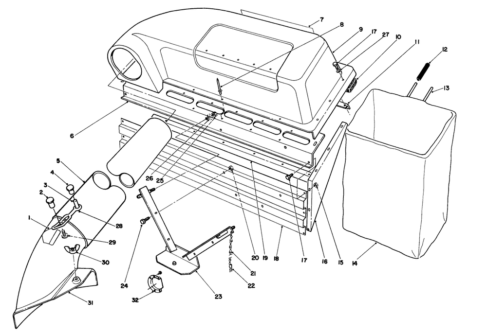 Twin Bagger Grass Catcher Model 59053 (Opt.) Diagram and Parts List for 56132 2000001 - 2999999 Toro Lawn Tractor