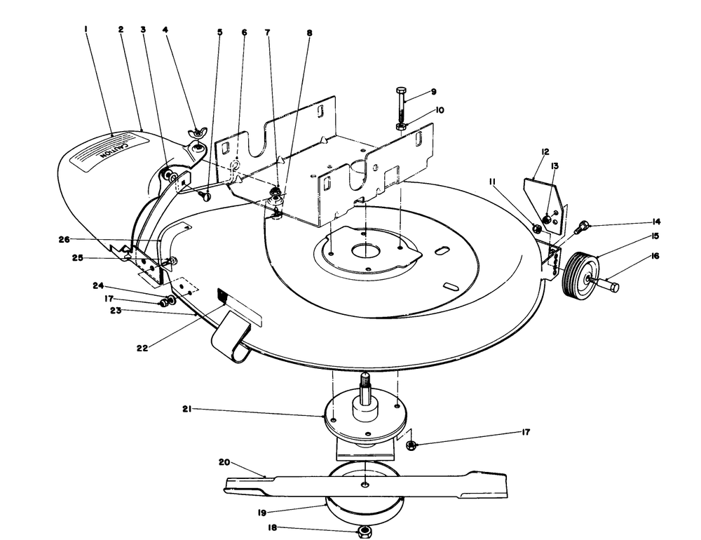 Mower Housing Assembly Diagram and Parts List for 56080 0000001 - 0999999 Toro Lawn Tractor