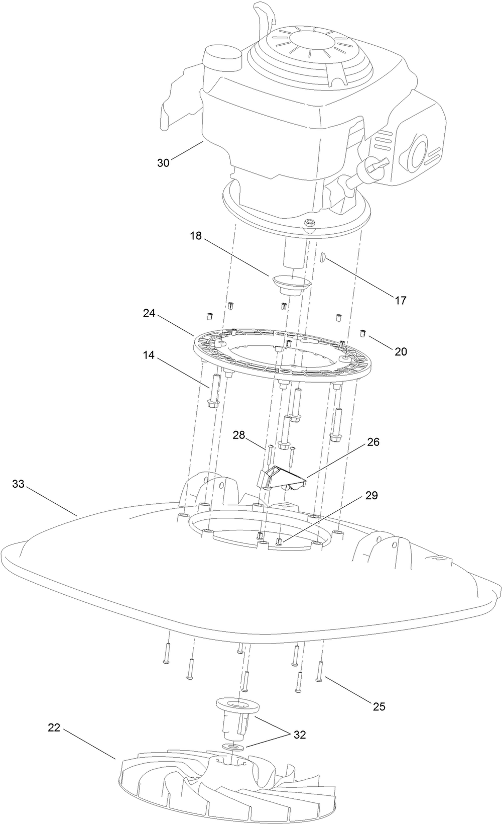 Engine, Deck And Impeller Assembly Diagram and Parts List for 02606 (313000001-313999999)(2013) Toro Lawn Mower