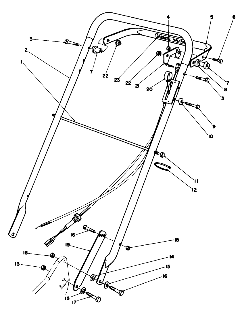Handle Assembly (Model 22035) Diagram and Parts List for 22035 8002990 - 8999999 Toro Lawn Mower