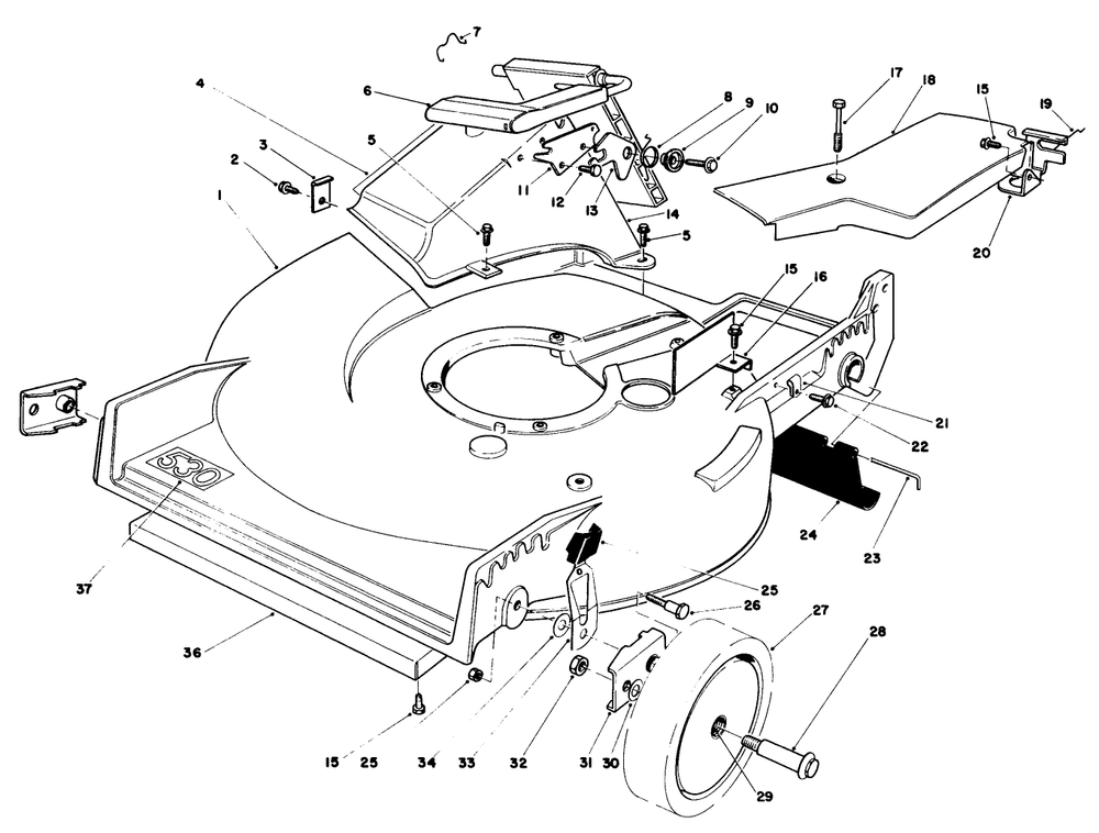 Housing Assembly Diagram and Parts List for 20715 4000001 - 4999999 Toro Lawn Mower