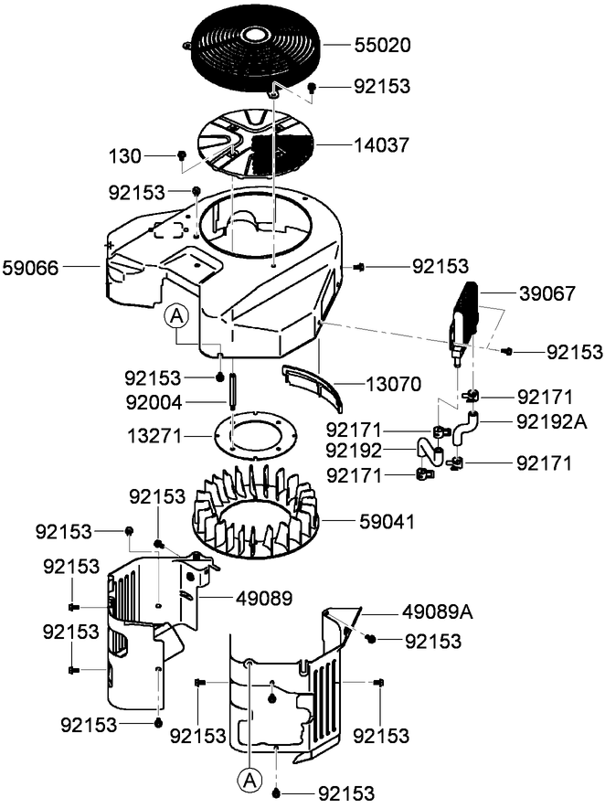 Cooling Equipment Assembly Diagram and Parts List for 74955CP (290000001-290999999)(2009) Toro Lawn Mower