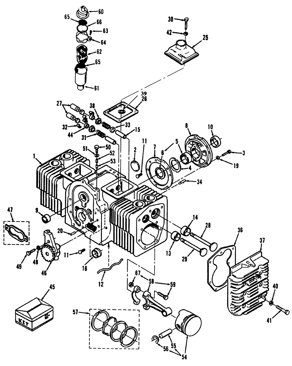 Engine Cylinder Block Diagram and Parts List for 41-20OE03 2000001 - 2999999 Toro Lawn Tractor
