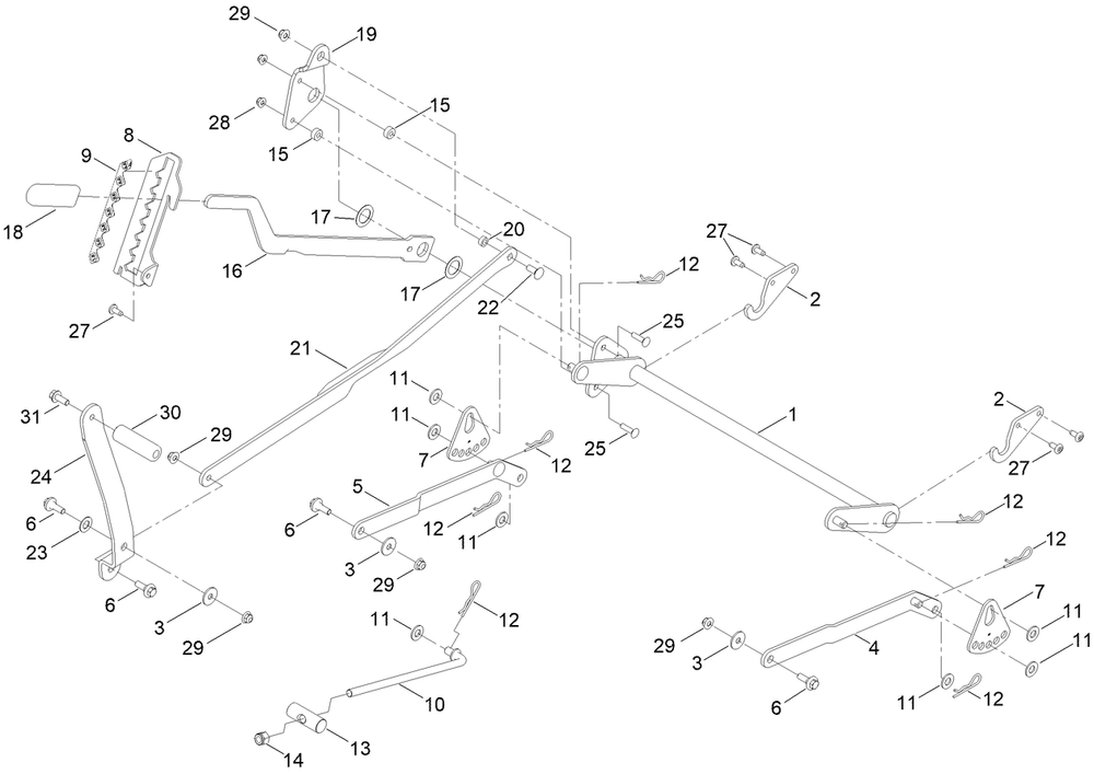 Decklift Assembly Diagram and Parts List for 75851 416400000 - 417399999 Toro Lawn Tractor