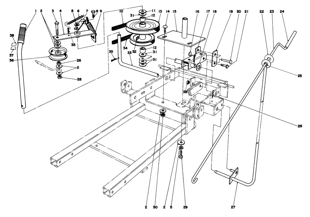 36" Snowthrower Attachment Model 59136 Diagram and Parts List for 57356 0000001 - 0999999 Toro Lawn Tractor