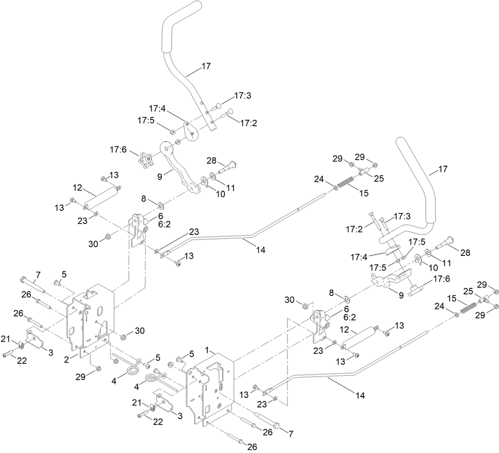 Motion Control Assembly Diagram and Parts List for 77506 417360000 - 418399999 Toro Lawn Tractor