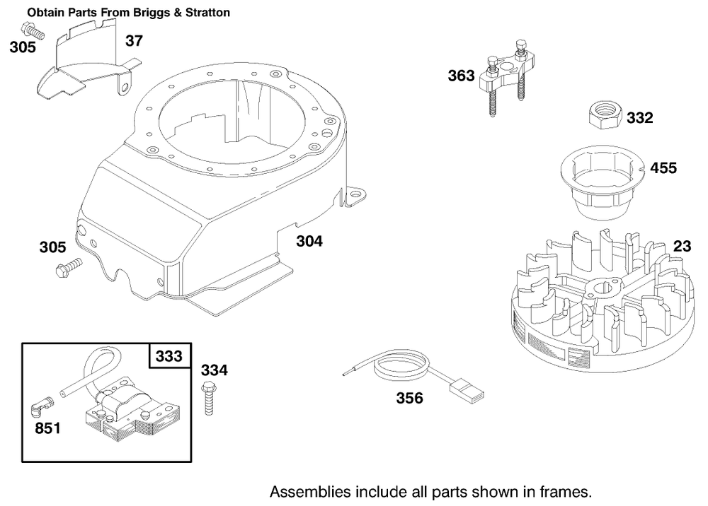 Engine Briggs & Stratton Model 12f802-0667-01 Diagram and Parts List for 20913 790000001 - 799999999 Toro Lawn Mower
