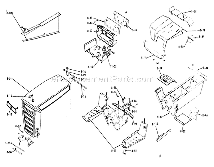 Sheet Metals And Covers Diagram and Parts List for 1-0110 1972 Toro Lawn Tractor