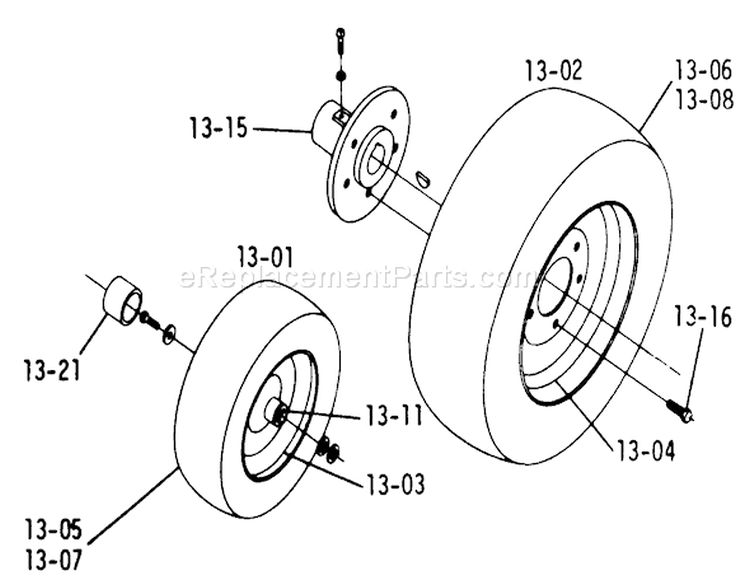 B-100 Parts Manual 13.000 Wheels And Tires (fig. 13) Diagram and Parts List for 1-0141 1975 Toro Lawn Tractor