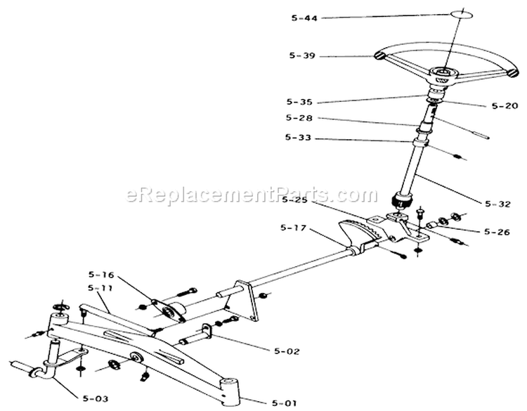B-100 Parts Manual 5.000 Front Axle And Steering(fig. 5) Diagram and Parts List for 1-0141 1975 Toro Lawn Tractor