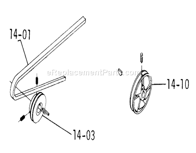 14.000 Drive Belts, Pulleys (plate 14.1) Diagram and Parts List for 1-0140 1974 Toro Lawn Tractor