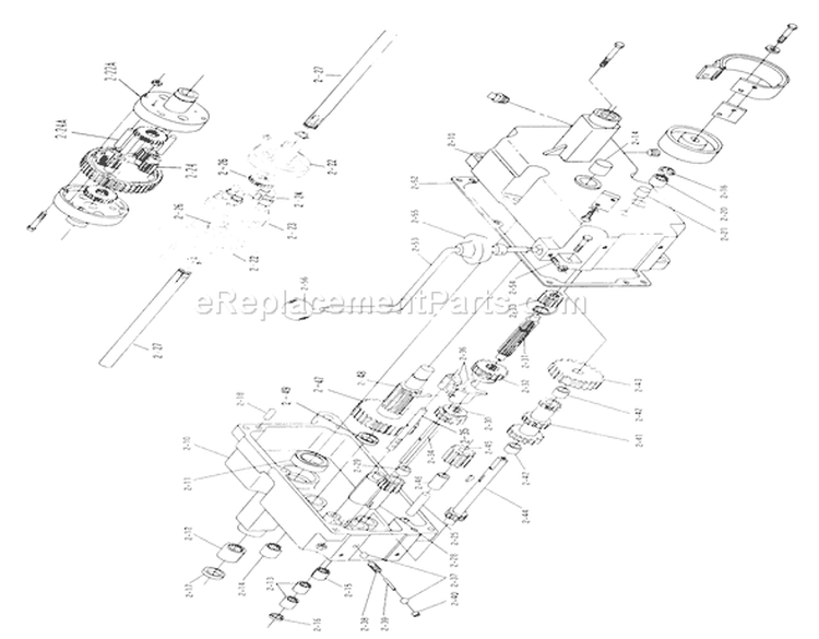 2.010 Component Parts, Trans. (plate 2.2) Diagram and Parts List for 1-0140 1974 Toro Lawn Tractor