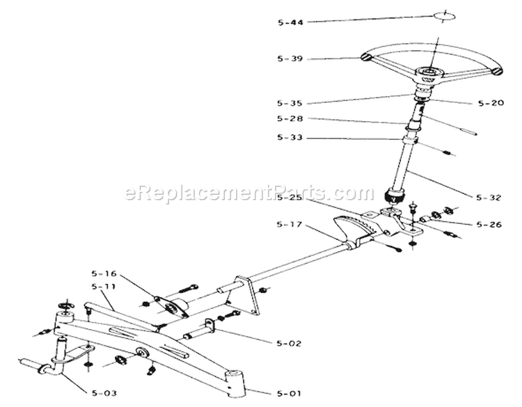 5.000 Front Axle And Steering (plate 5.1) Diagram and Parts List for 1-0140 1974 Toro Lawn Tractor