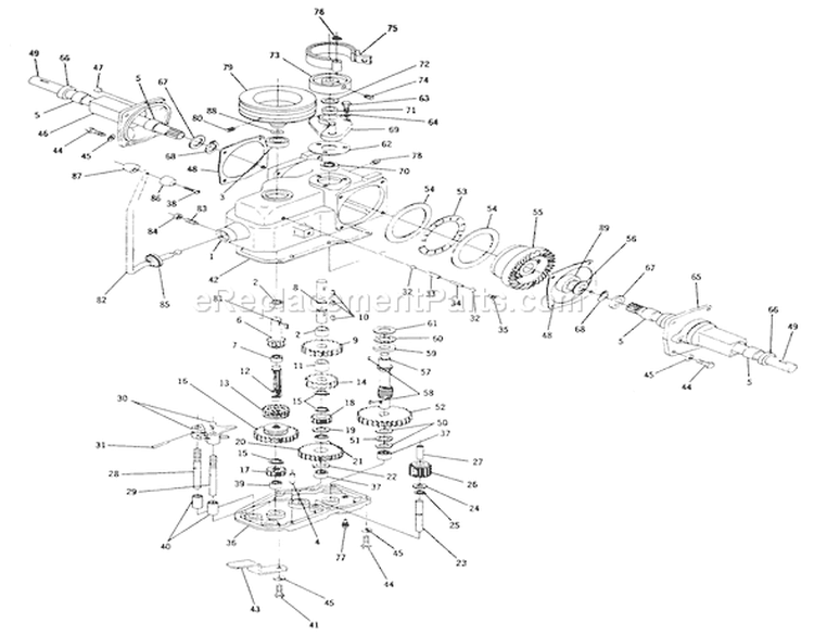 Transmission-Parts List Diagram and Parts List for 1-0277 1973 Toro Lawn Tractor