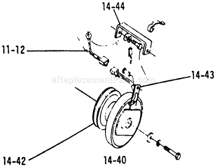 P.t.o. Clutch (plate 14.2) Diagram and Parts List for 1-0310 1971 Toro Lawn Tractor