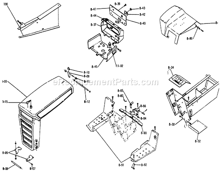 Sheet Metal And Covers (plate 8.1) Diagram and Parts List for 1-0310 1971 Toro Lawn Tractor