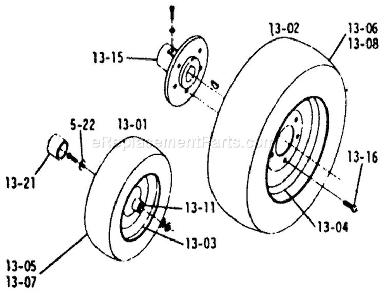 Wheels And Tires (plate 13.1) Diagram and Parts List for 1-0310 1971 Toro Lawn Tractor