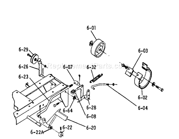 6.000 Brake/clutch Linkage (plate 6.2) Diagram and Parts List for 1-0320 1972 Toro Lawn Tractor